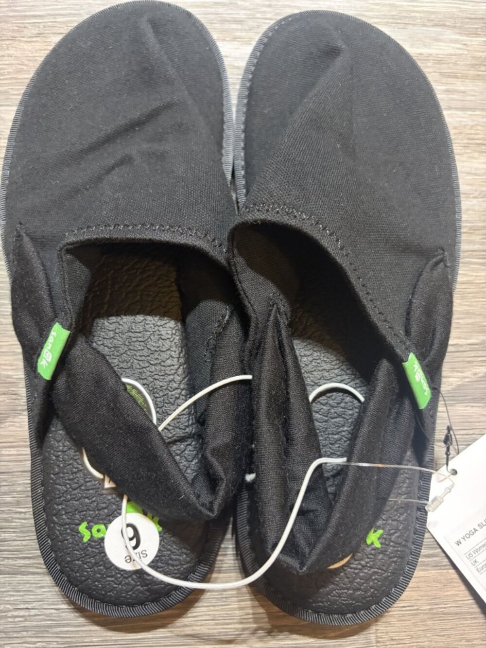 Sanuk Yoga Sling Cruz Black Sandals Size 6 Slides Comfort Sole Minimalist NEW
